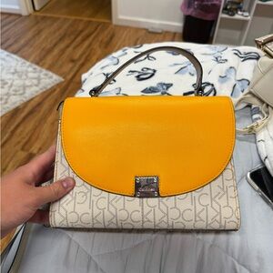 Calvin Klein Yellow and Cream Satchel Bag